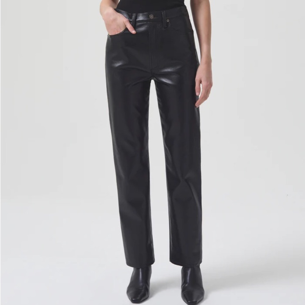 AGOLDE 90S PINCH WAIST RECYCLED LEATHER IN DETOX SZ 25